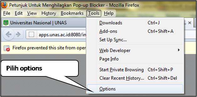 how to turn off pop up blocker in mozilla firefox